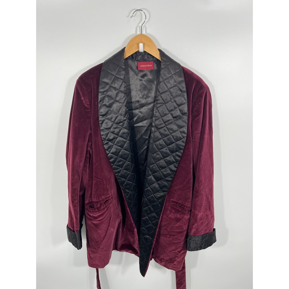 VTG Nordstrom Mens Velvet Quilted Lapel Smoking Jacket Old Money Quiet Luxury